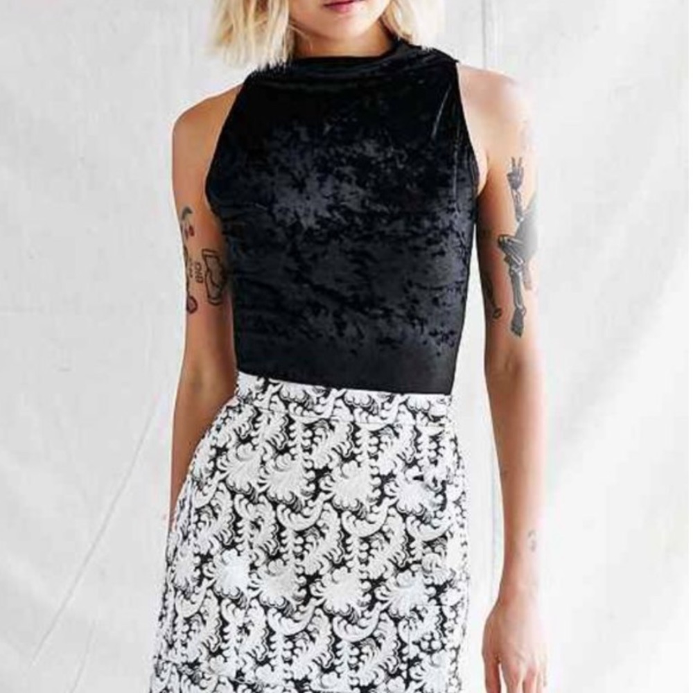 Urban Renewal Velvet Sleeveless Crop Top Mock Neck